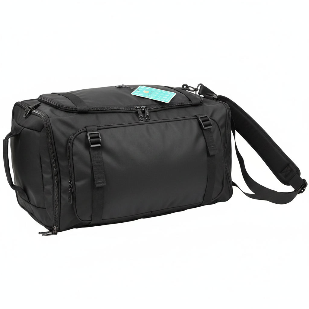 Black Waterproof Travel Gym Bag – Duffel View