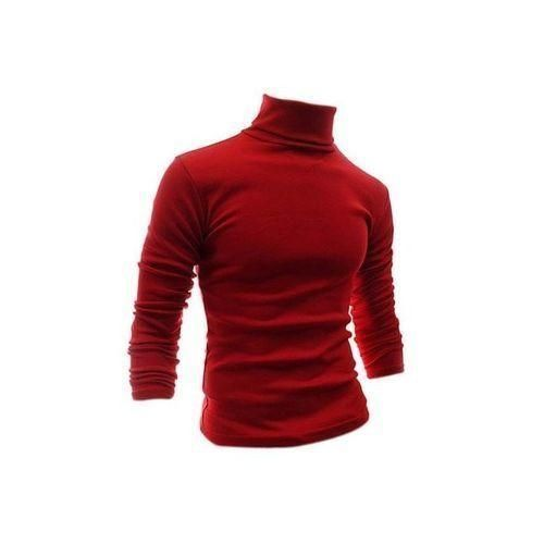 Men's Red Turtleneck Sweater - angled view