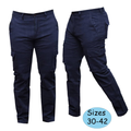 Original navy blue cargo pants photo showing sizes 30–42