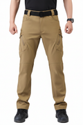 Men's Tan Tactical Cargo Pants - Full Length Front