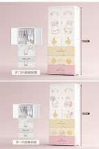 Kids Wardrobe Bunny Chick Pink Yellow - Pink Background