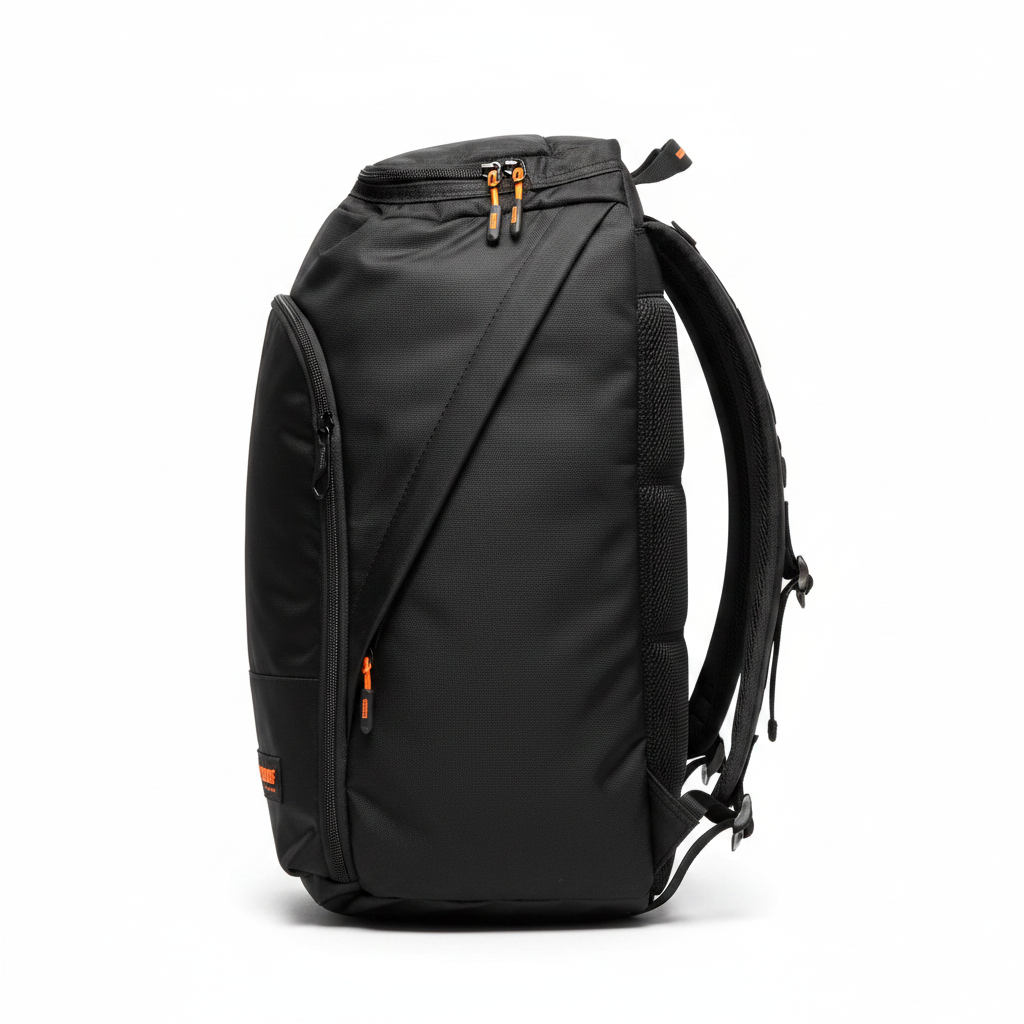 Black Tactical Backpack – side view white background
