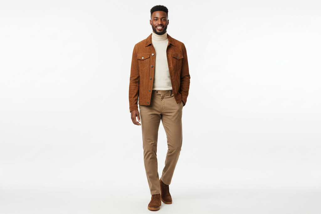 Men's Brown Suede Chukka Boots lifestyle shot