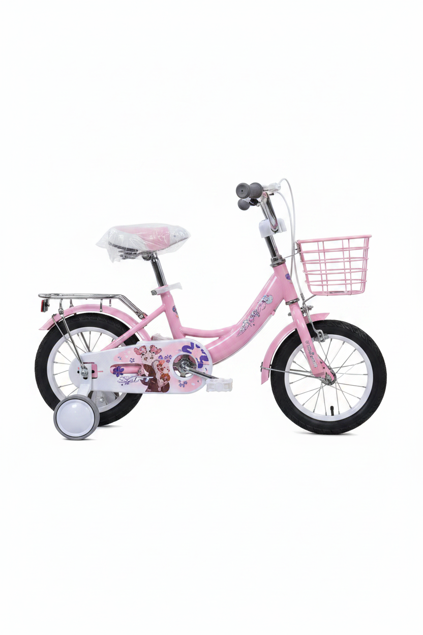 Purple Kids Bicycle white background