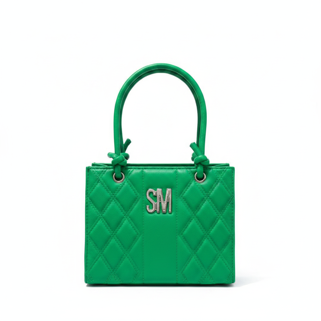 SM Quilted Mini Tote Green - White Background Studio Shot