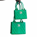 SM Quilted Tote 2-Piece Set Green - White Background