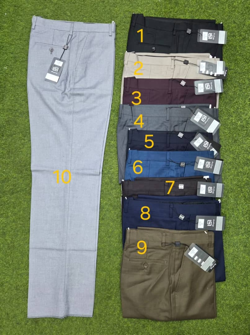 Original photo of men's trousers with colour choices numbered 1 to 10