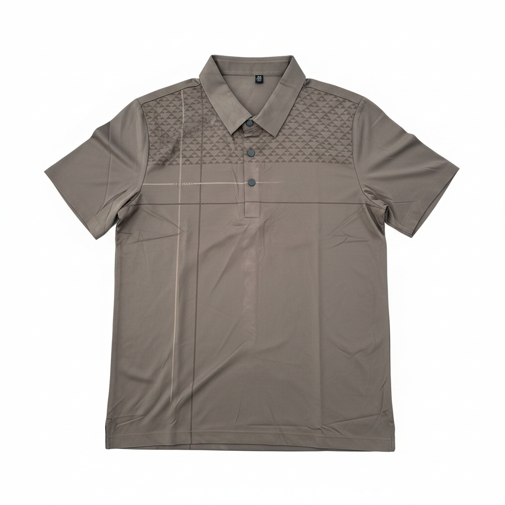 Khaki Palm Print Polo - white background