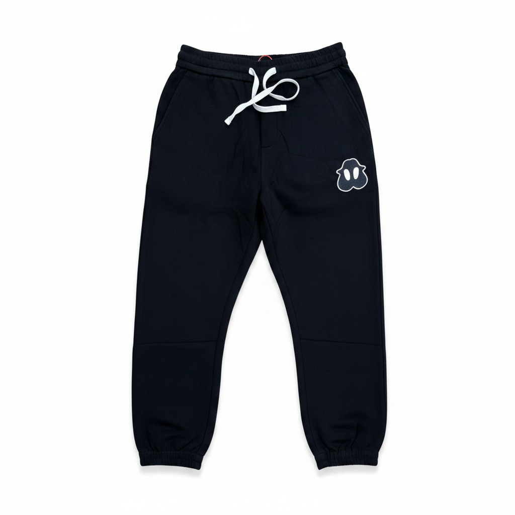 Black Graphic Jogger Sweatpants - White Background