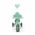 Kids green tricycle with parent push handle on white background