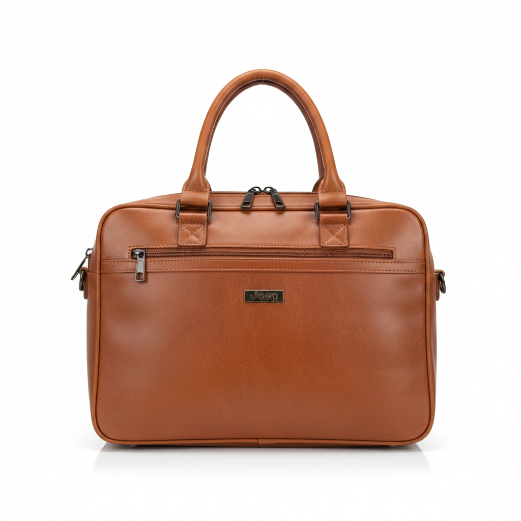 Tan Jeep Leather Handbag Briefcase