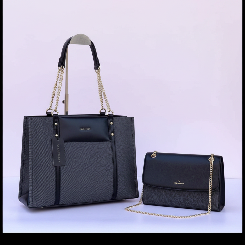 Chrisbella Black 2pc Bag Set