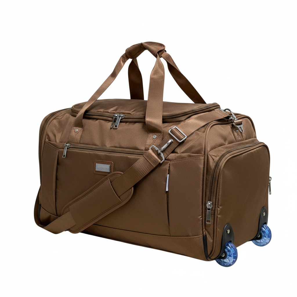 Bronze Brown Wheeled Duffle Bag - AI product image