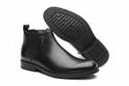 Men's Black Leather Chelsea Boots on white background