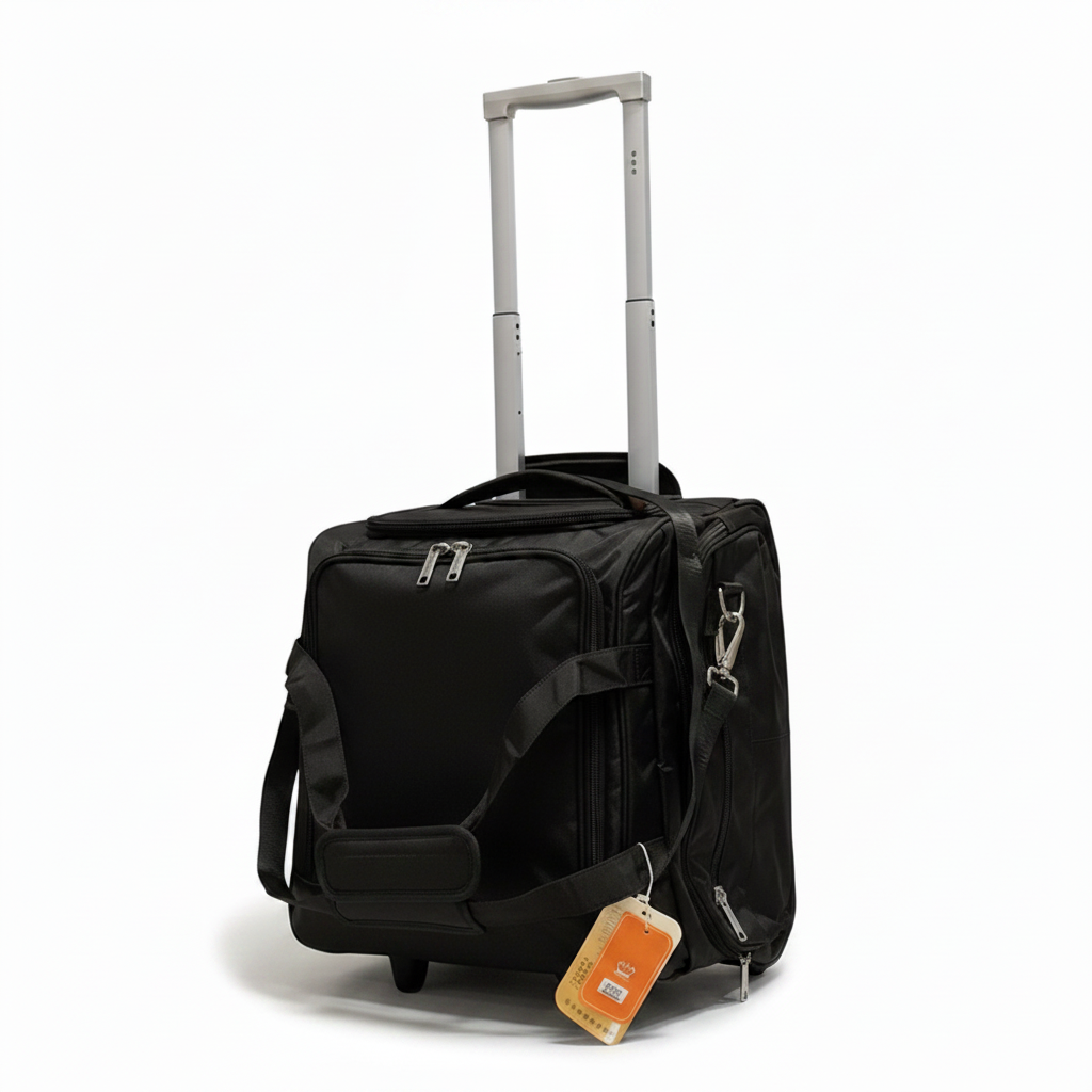 Black trolley travel bag - studio style matching navy blue design