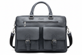 Jeep Brand Grey Leather Laptop Briefcase - white background