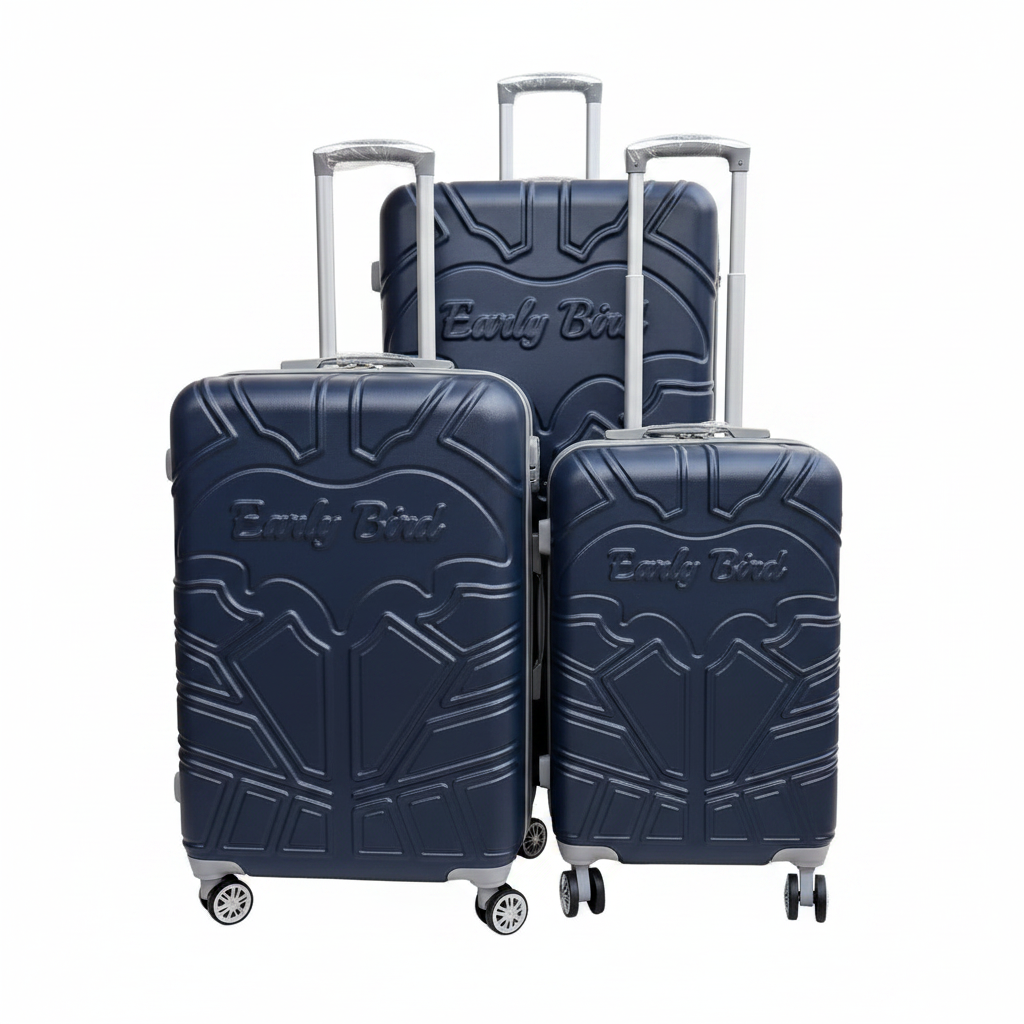 Navy Blue Hardshell Luggage Set - White Background