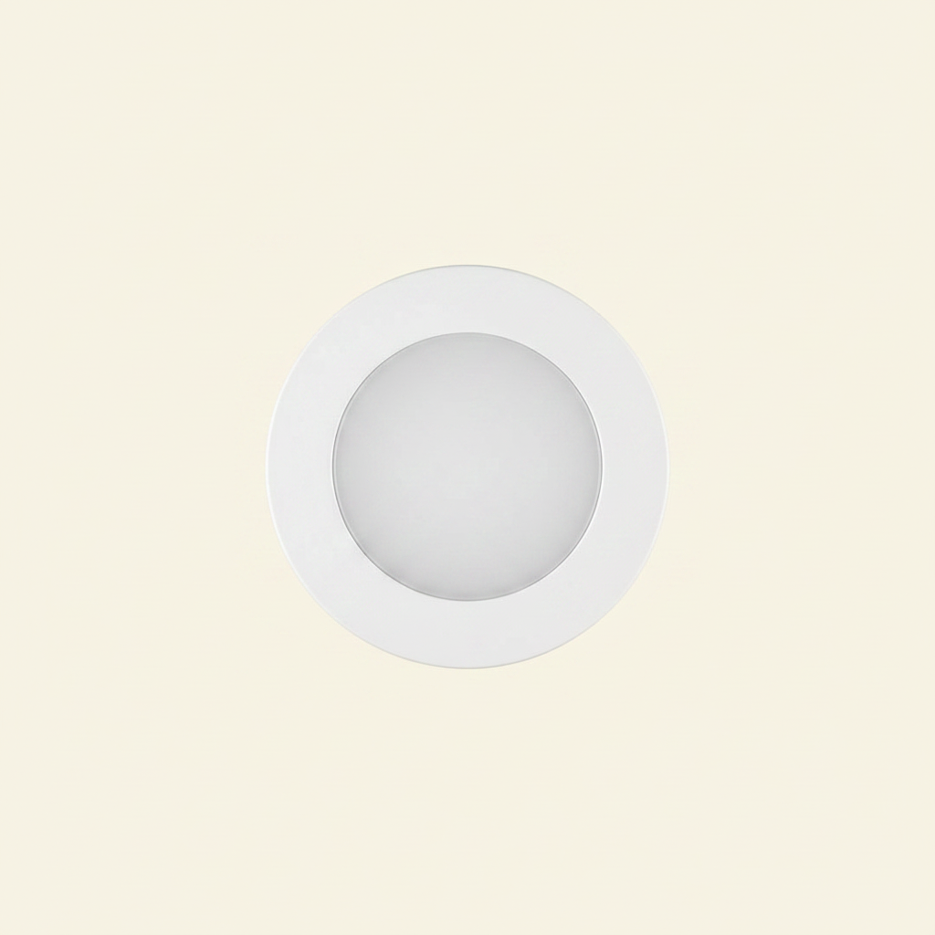 Round 6W LED surface mount panel light - cream background