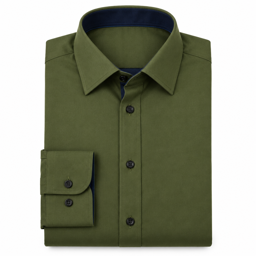 X-Factor Olive Green Formal Shirt white background