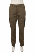 Men's olive brown cargo pants on mannequin - white background
