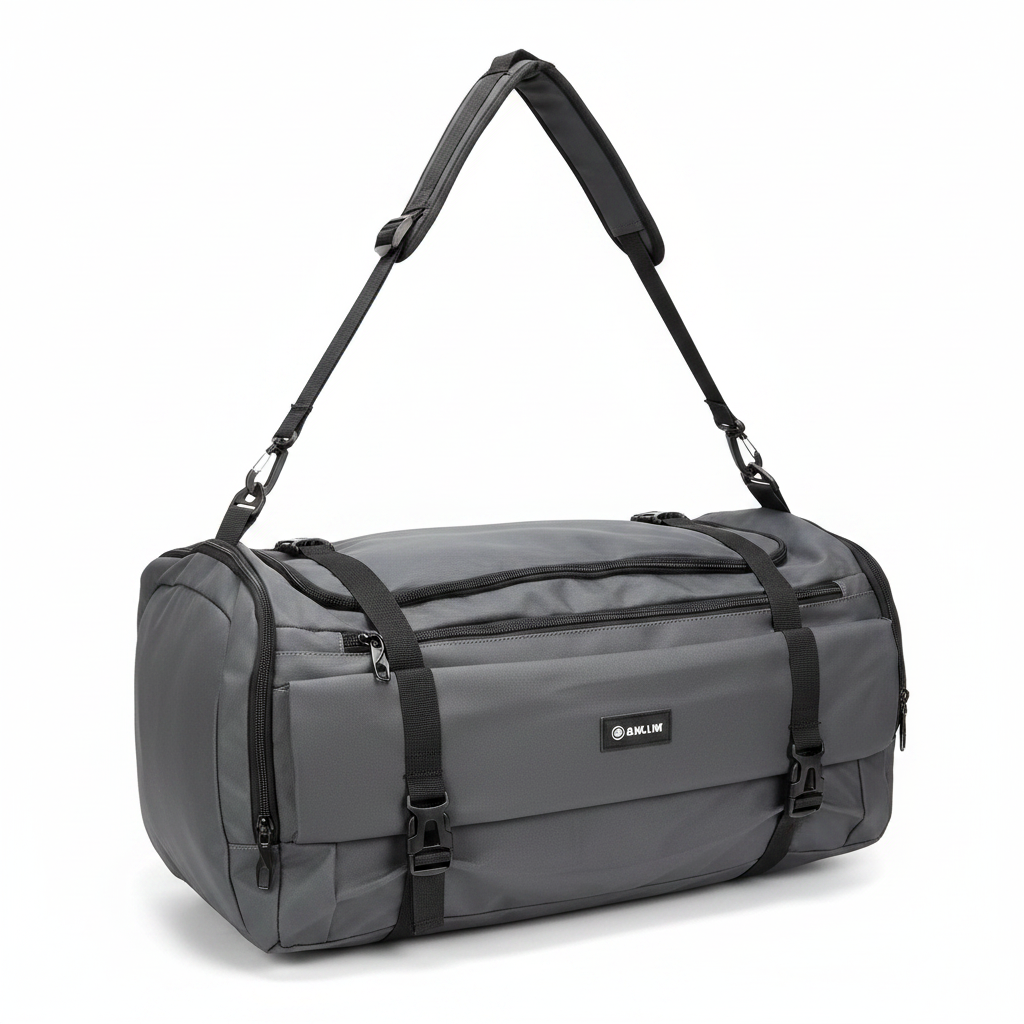 Grey Waterproof Travel Gym Bag – Duffel Front View