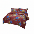 Floral Comforter Bedding Set Burgundy Red - White Background