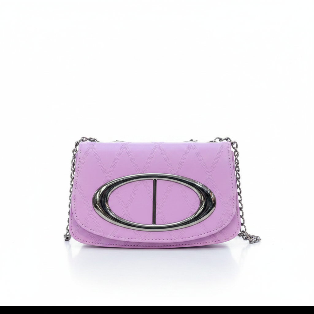 Purple Quilted Chain Crossbody Bag