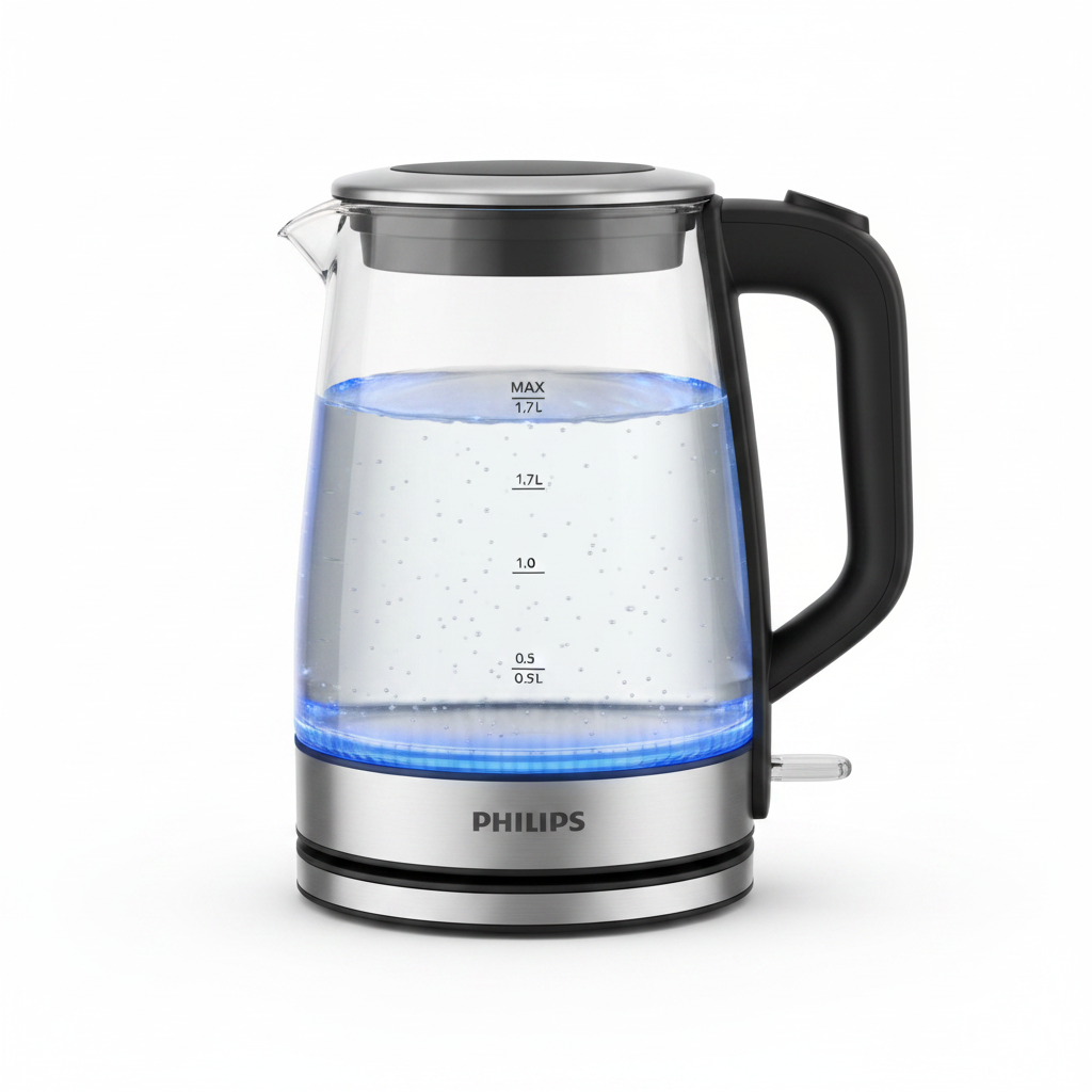 Philips 5000 Series 1.7L Glass Electric Kettle with blue LED