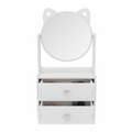 Cat Ear Vanity Mirror white with 2 drawers on white background