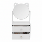 Cat Ear Vanity Mirror white with 2 drawers on white background