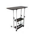 Adjustable dark laptop desk with wheels - 3/4 angle view white background