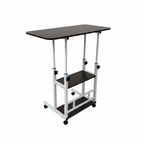 Adjustable dark laptop desk with wheels - 3/4 angle view white background
