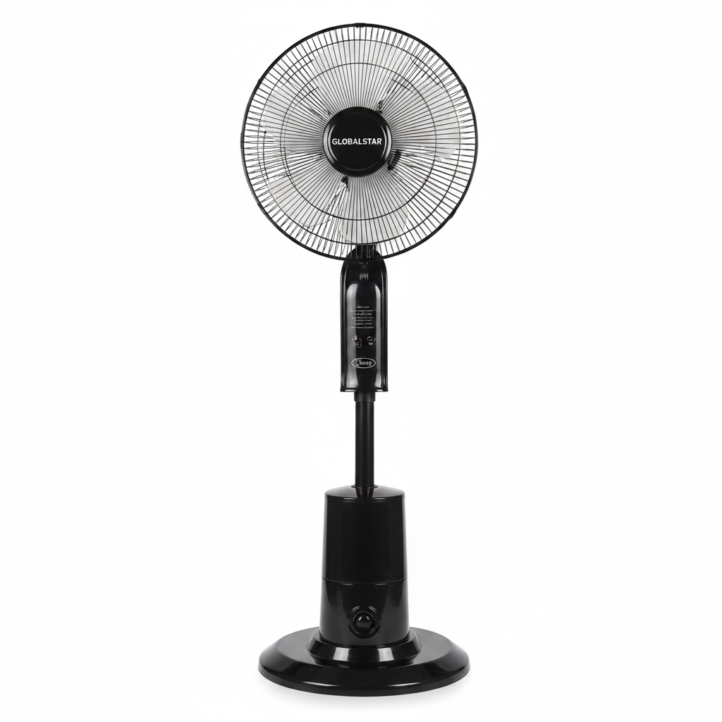 Globalstar GS-4039R stand mist fan in black on white background