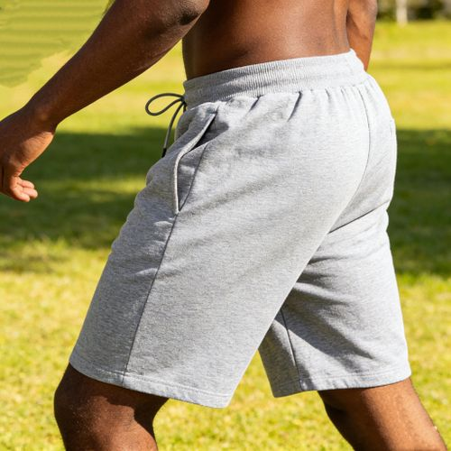 Men's Grey Marl Drawstring Shorts - on model