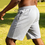 Men's Grey Marl Drawstring Shorts - on model