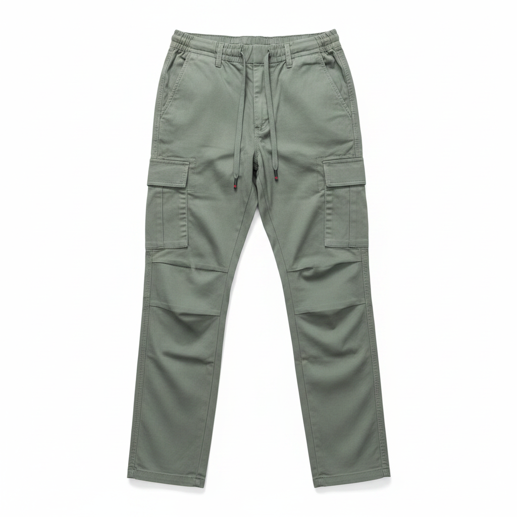 Sage Green Tactical Cargo Pants - Flat Lay