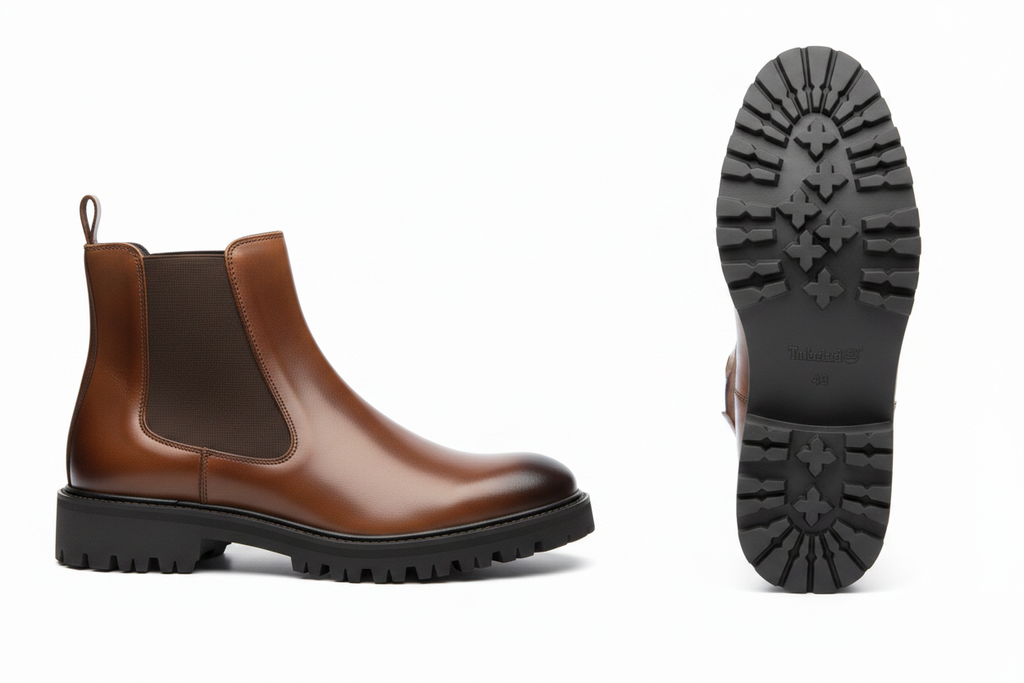 Brown Leather Chelsea Boot - Side and Sole View