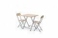 Foldable X-Frame Table and 2 Chairs Set on white background
