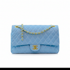 Baby Blue Double Flap Quilted Bag
