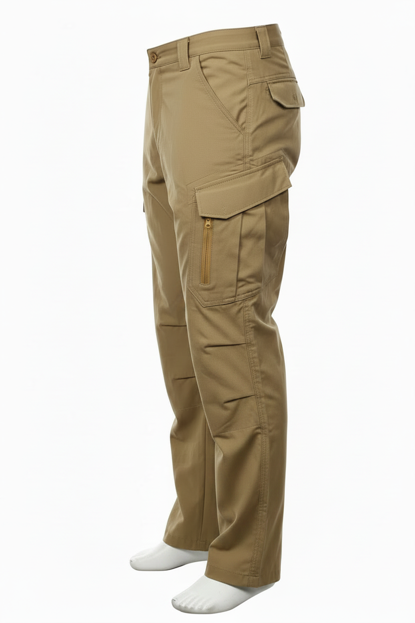 Men's Tan Tactical Cargo Pants - Side View