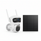 New View Dual Lens 4G SIM Card Solar Camera – white background