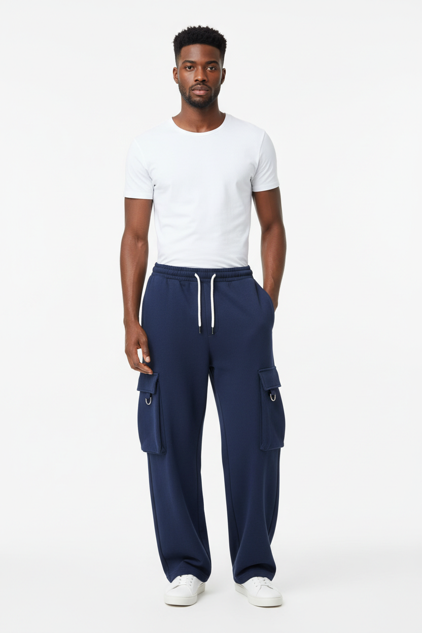 Navy Blue Cargo Sweatpants - Lifestyle