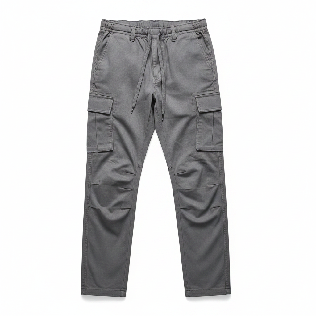 Grey Tactical Cargo Pants - Flat Lay