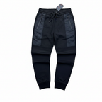 Black Tactical Zip Cargo Joggers - White Background