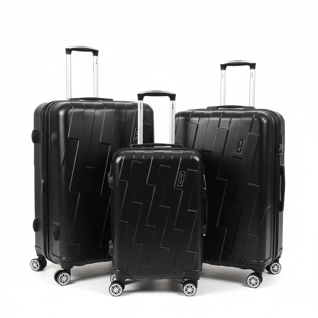 Black Hardshell Luggage Set - White Background
