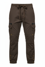 Men's brown cargo pants - white background studio shot