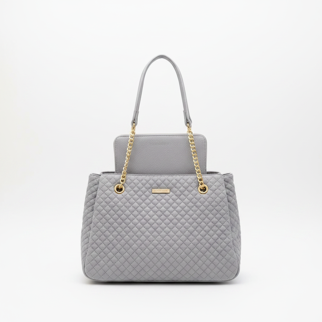 Chrisrosy Grey 2pc Quilted Tote Bag Set