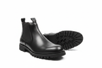 Men's Black Leather Chelsea Boots on white background
