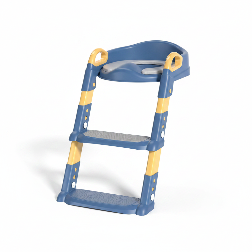 Kids Potty Training Toilet Seat with Step Ladder blue on white background
