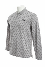 Men's grey monogram long sleeve polo shirt - ghost mannequin white background